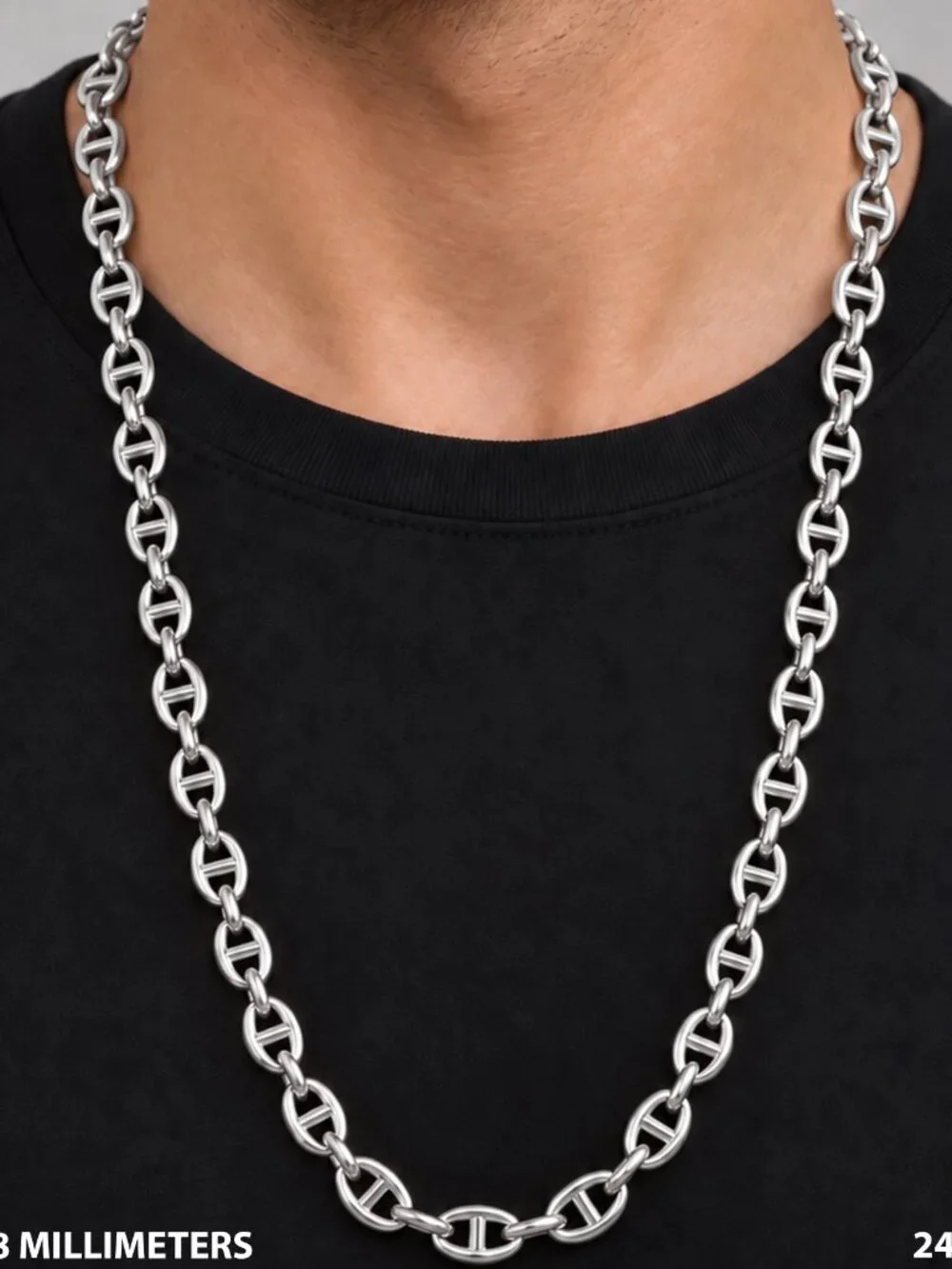316L Stainless Steel 18k Gold Plated 8mm Mariner Chain Necklace Bracelet 8”-24”